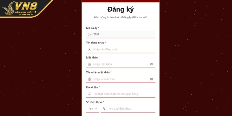 Truy cập đường link để đăng ký VN8